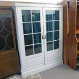 20TH CENTURY PAINTED PINE CABINET OF 2 GLASS PANEL DOORS