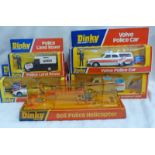 SELECTION OF DINKY TOYS POLICE VEHICLES: 243 - VOLVO POLICE CAR, 264-ROVER 3500 POLICE CAR, 269-FORD