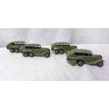 FOUR EARLY ISSUE DINKY 6 X 6 MILITARY MORRIS STAFF CARS