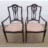 PAIR OF 20TH CENTURY MAHOGANY OPEN ARMCHAIRS