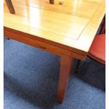 OAK PULL-OUT TABLE ON SQUARE SUPPORTS