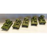 FIVE EARLY ISSUE DINKY LIGHT TANKS