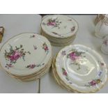 SET OF 24 LIMOGES FLORAL DECORATED STRASBOURG PATTERN PLATES