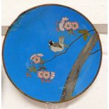 CLOISONNE PLATE DECORATED WITH BIRDS, 24.5CM IN DIAMETER