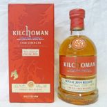 1 BOTTLE KILCHOMAN SINGLE MALT WHISKY, FEIS ILE 2014, LIMITED CASK RELEASE, DISTILLED JULY 2009 -