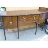 20TH CENTURY MAHOGANY SIDEBOARD WITH 2 CENTRALLY SET DRAWERS FLANKED BY PANEL DOORS ON SQUARE