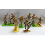 SELECTION OF BRITAINS BRITISH MILITARY FIGURES INCLUDING MORTAR TEAM, DISPATCH MOTORCYCLE RIDER