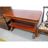 19TH CENTURY MAHOGANY SIDE TABLE WITH UNDERSHELF & CARVED SPREADING SUPPORTS