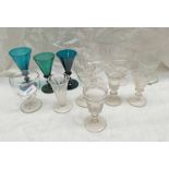 3 19TH CENTURY GREEN GLASSES & VARIOUS OTHER 19TH CENTURY GLASSES