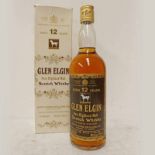 1 BOTTLE GLEN ELGIN 12 YEAR OLD PURE MALT WHISKY- 26 2/3 FL OPS, 75° PROOF, BOXED