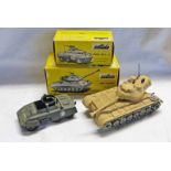 TWO SOLIDO MILITARY VEHICLES INCLUDING 202 - PATTON TANK TOGETHER WITH M20 - COMBAT CAR. BOTH BOXED