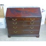 19TH CENTURY MAHOGANY BUREAU WITH FALL FRONT OVER 4 LONG DRAWERS ON BRACKET SUPPORTS