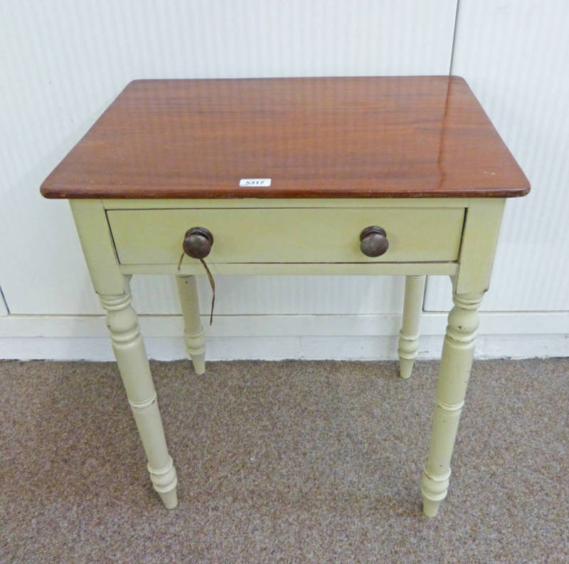 PAINTED SIDE TABLE WITH DRAWER & TURNED SUPPORTS 71CM TALL