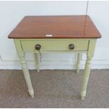 PAINTED SIDE TABLE WITH DRAWER & TURNED SUPPORTS 71CM TALL