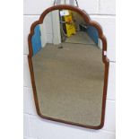 20TH CENTURY WALNUT FRAMED MIRROR WITH SHAPED TOP