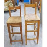 20TH CENTURY OAK BAR STOOLS ON SQUARE TAPERED SUPPORTS