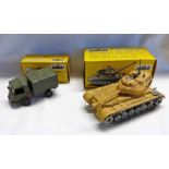 TWO SOLIDO MILITARY VEHICLES INCLUDING 202 - TANK PATTON AND 203 - RENAULT 4 X 4 . BOTH BOXED