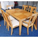 21ST CENTURY MAPLE EXTENDING DINING TABLE & SET OF 6 CHAIRS INCLUDING 2 ARMCHAIRS