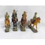 FOUR MOUNTED ELASTOLEN SOLDIERS INCLUDING 2 GERMAN OFFICERS, BRITISH OFFICER AND GERMAN SOLDIER