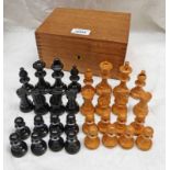 OAK BOX WITH CHESSMEN