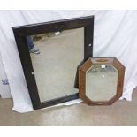 OAK FRAMED MIRROR & 1 OTHER