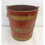 19TH CENTURY BRASS BOUND OAK BUCKET