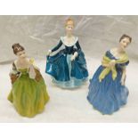 3 ROYAL DOULTON FIGURES ''FLEUR'' HN 2368, JANINE HN2461, & ADRIENNE HN 2304