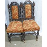 PAIR OF LATE 19TH CENTURY OAK CHAIRS WITH BARLEY TWIST SUPPORTS