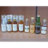 4 MACALLAN 10 YEAR OLD SINGLE MALT WHISKY MINIATURES AND 4 OTHERS INCLUDING AUCHENTOSHAN PURE