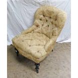 19TH CENTURY BUTTON BACK CHAIR ON TURNED SUPPORTS