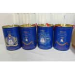 4 BELLS COMMEMORATIVE DECANTERS : QUEEN MOTHERS 90TH BIRTHDAY, EUGENIE & BEATRICE X 2 - ALL IN TINS