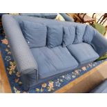 BLUE OVERSTUFFED SETTEE