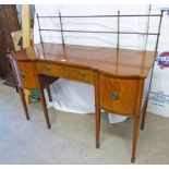 MAHOGANY SIDEBOARD WITH BRASS GALLERY BACK, CENTRALLY SET DRAWER FLANKED BY 2 PANEL DOORS ON