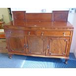 EARLY 20TH CENTURY MAHOGANY BOW FRONT SIDEBOARD WITH 2 DRAWERS OVER 3 PANEL DOORS ON BALL & CLAW