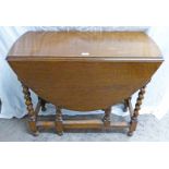 OAK DROP LEAF TABLE ON BARLEY TWIST SUPPORTS