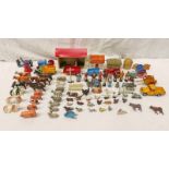 SELECTION OF BRITAINS LEAD FIGURES AND FARM ANIMALS INCLUDING HORSES, SHEEP, CATTLE ETC