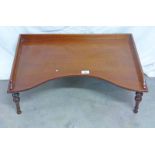 19TH CENTURY MAHOGANY BED TABLE WITH GALLERIED TOP & TURNED SUPPORTS