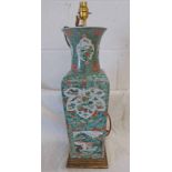 CHINESE FAMILLE VERTE SQUARE BASED TABLELAMP PURCHASED CHRISTIE'S INTERIORS SALE 28/07/2009 LOT 69