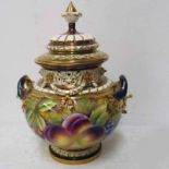 ROYAL WORCESTER VASE WITH PAINTED FRUIT DECORATION BY D. FULLER 31CMS WITH CERTIFICATE