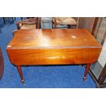 EARLY 20TH CENTURY MAHOGANY PEMBROKE TABLE ON TURNED SUPPORTS