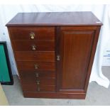 MAHOGANY CHEST WITH PANEL DOOR & 7 DRAWERS