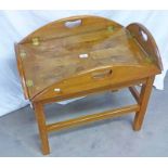 20TH CENTURY YEW WOOD BUTLERS TRAY WITH LATER STAND