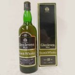 1 BOTTLE GLENLEVEN 12 YEAR OLD MALT WHISKY - 75CL, 40% VOLUME, BOXED