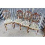 SET OF 4 LATE 19TH CENTURY WALNUT DINING CHAIRS WITH DECORATIVE BACKS & SHAPED SUPPORTS