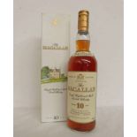 1 BOTTLE MACALLAN 10 YEARS OLD SINGLE MALT WHISKY - 75CL, 40% VOLUME. BOXED.