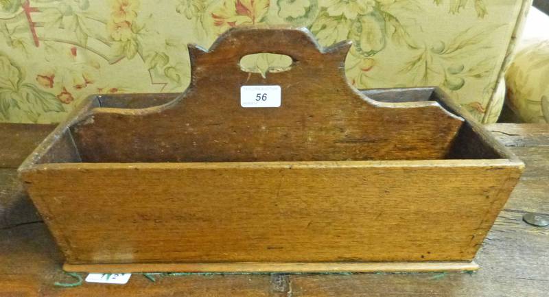 19TH CENTURY OAK & MAHOGANY CUTLERY HOLDER