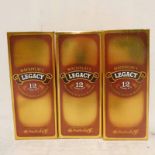 3 BOTTLES MACKINLAYS LEGACY 12 YEAR OLD BLENDED WHISKY - 75CL, 40% VOLUME IN BOXES.