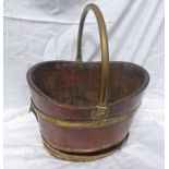 19TH CENTURY BRASS BOUND OAK BUCKET WITH BRASS HANDLE