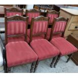 SET OF 6 LATE 19TH CENTURY CARVED OAK DINING CHAIRS WITH TURNED SUPPORTS