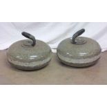 PAIR OF GRANITE CURLING STONES